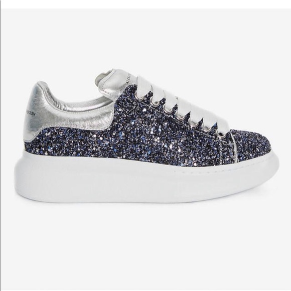 Alexander mcqueen blue glitter sneakers Clearance